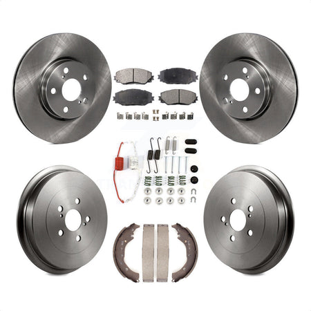 Front Rear Disc Brake Rotors Semi-Metallic Pads And Drum Kit (7Pc) For Toyota Corolla K8F-102141 by Transit Auto