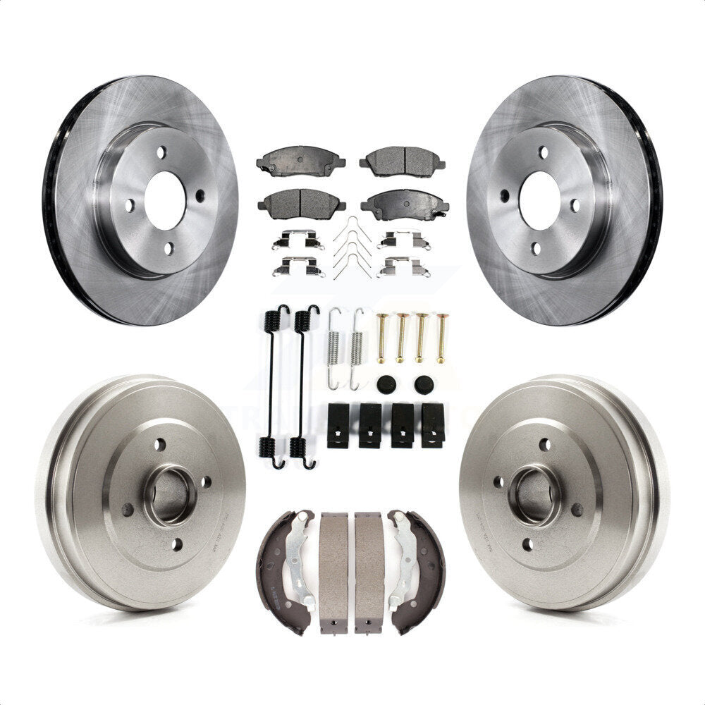 Front Rear Disc Brake Rotors Semi-Metallic Pads And Drum Kit (7Pc) For Nissan Versa Note Micra K8F-102148 by Transit Auto