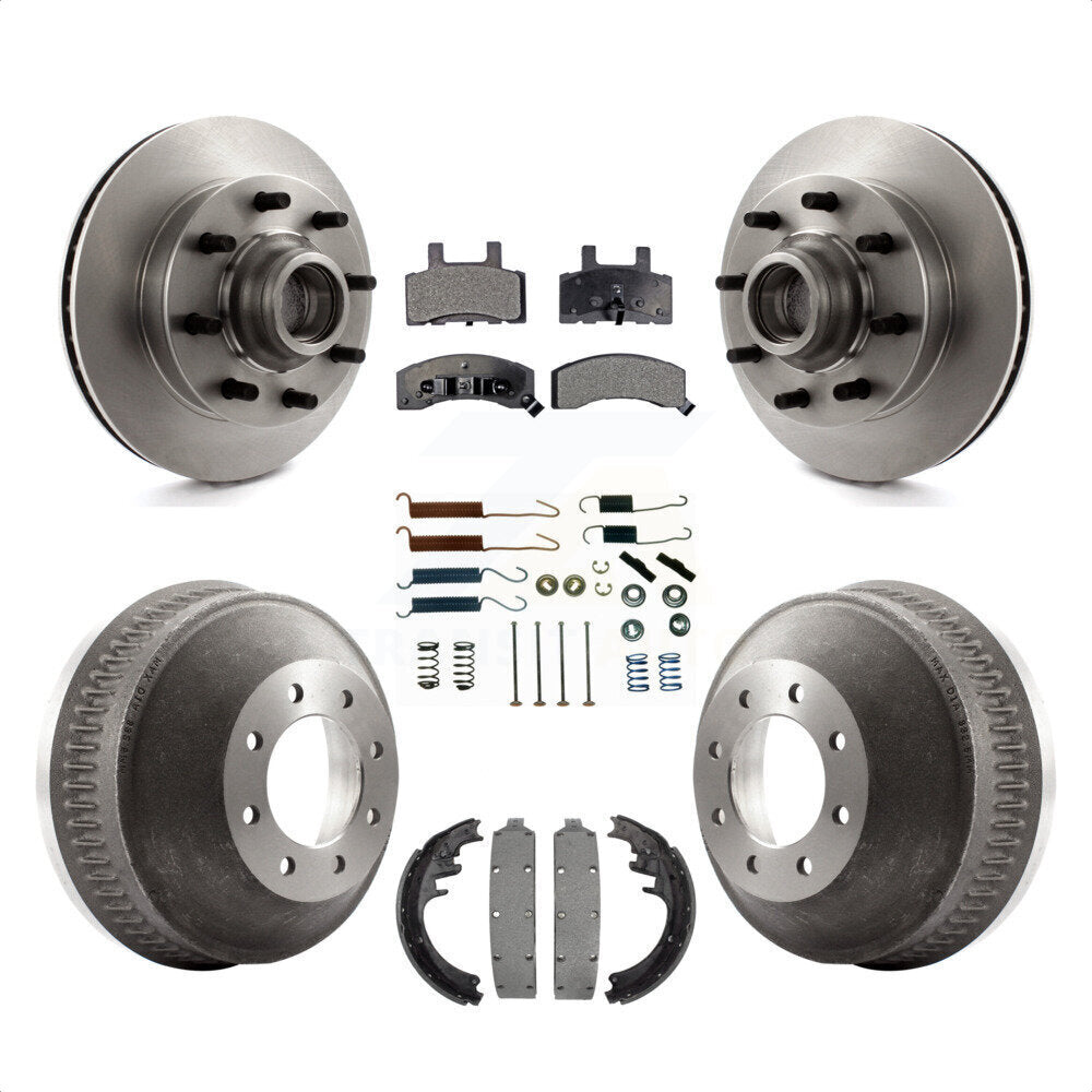 Front Rear Disc Brake Rotors Hub Assembly Semi-Metallic Pads And Drum Kit (7Pc) For Chevrolet C2500 C1500 Suburban GMC K8F-102160 by Transit Auto