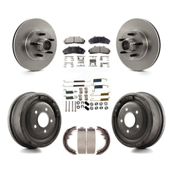 Front Rear Disc Brake Rotors Hub Assembly Semi-Metallic Pads And Drum Kit (7Pc) For Ford Ranger With 10" Diameter K8F-102174