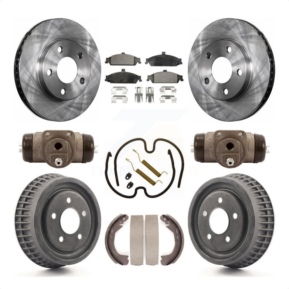 Front Rear Disc Brake Rotors Semi-Metallic Pads And Drum Kit (9Pc) For Chevrolet Pontiac Grand Am Malibu Classic Oldsmobile Alero Cutlass K8F-102187 by Transit Auto