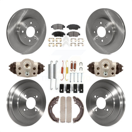 Front Rear Disc Brake Rotors Semi-Metallic Pads And Drum Kit (9Pc) For 2015-2019 Honda Fit K8F-102217 by Transit Auto