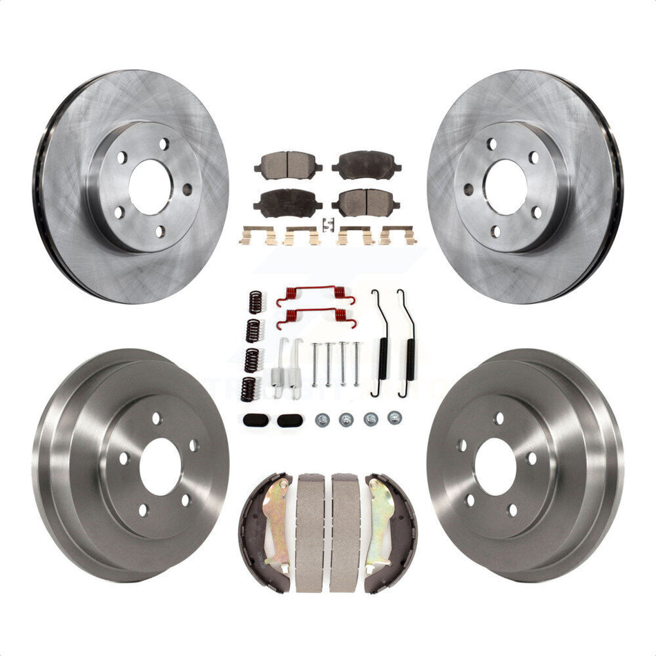 Front Rear Disc Brake Rotors Semi-Metallic Pads And Drum Kit (7Pc) For Chevrolet Cobalt Pontiac G5 K8F-102278 by Transit Auto