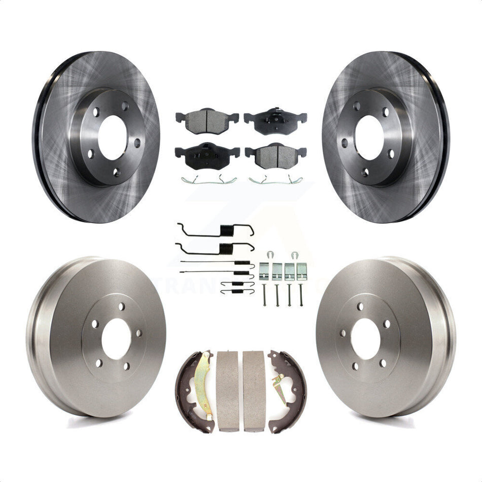 Front Rear Disc Brake Rotors Semi-Metallic Pads And Drum Kit (7Pc) For 2007-2007 Ford Escape Mercury Mariner From 01/08/07 rear brakes K8F-102285 by Transit Auto