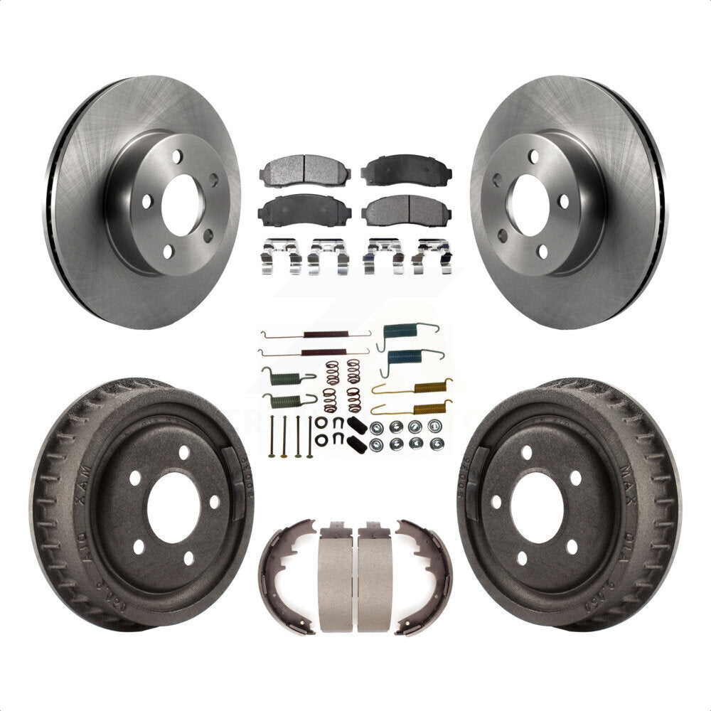 Front Rear Disc Brake Rotors Semi-Metallic Pads And Drum Kit (7Pc) For 2010 Mazda B4000 With 9" Diameter K8F-102286 by Transit Auto