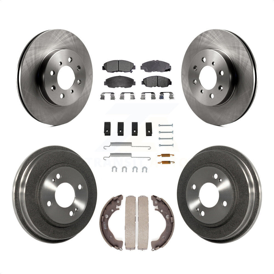 Front Rear Disc Brake Rotors Semi-Metallic Pads And Drum Kit (7Pc) For Honda Insight K8F-102312 by Transit Auto