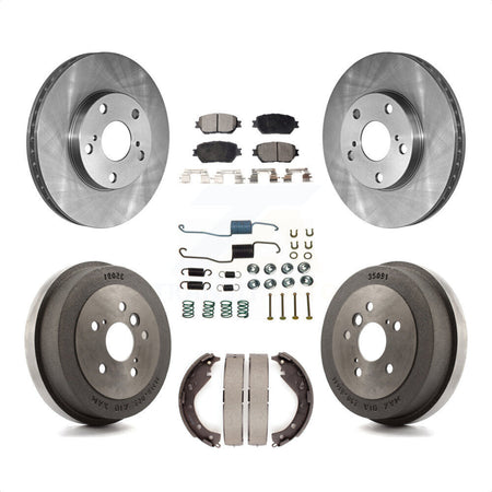 Front Rear Disc Brake Rotors Semi-Metallic Pads And Drum Kit (7Pc) For 2005 Toyota Camry Base LE Vehicles Manufactured In USA K8F-102314 by Transit Auto