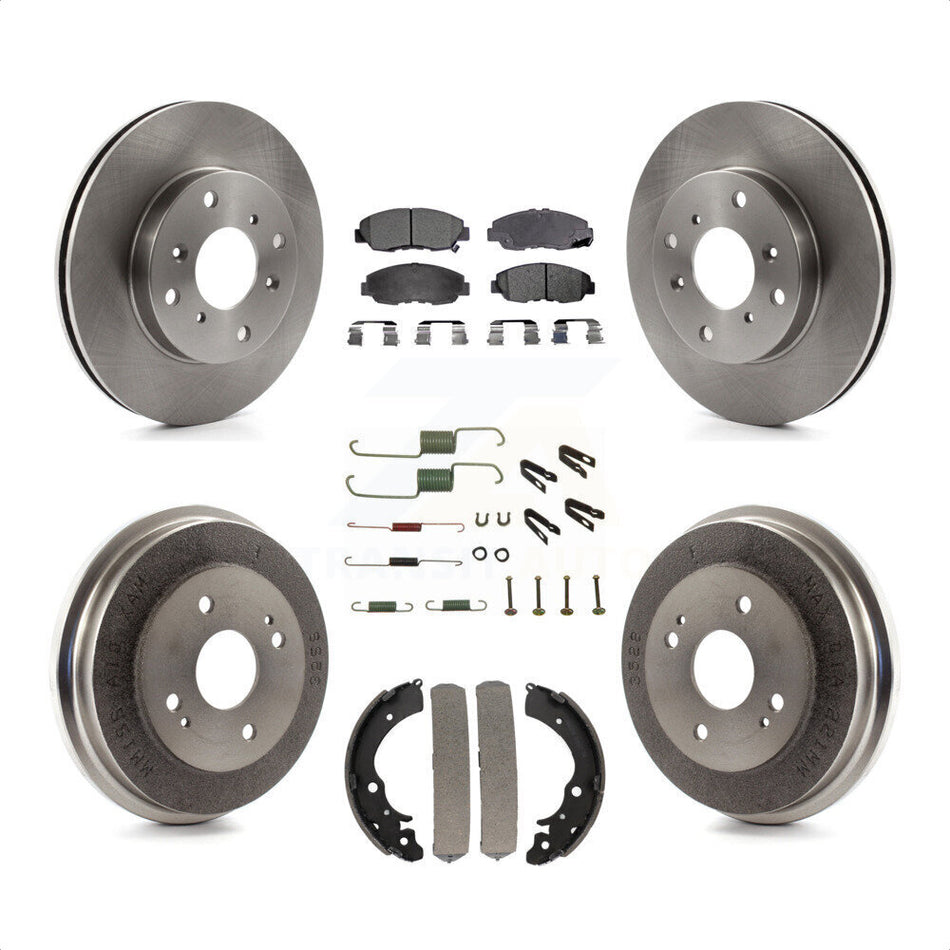 Front Rear Disc Brake Rotors Semi-Metallic Pads And Drum Kit (7Pc) For Honda Accord K8F-102317 by Transit Auto