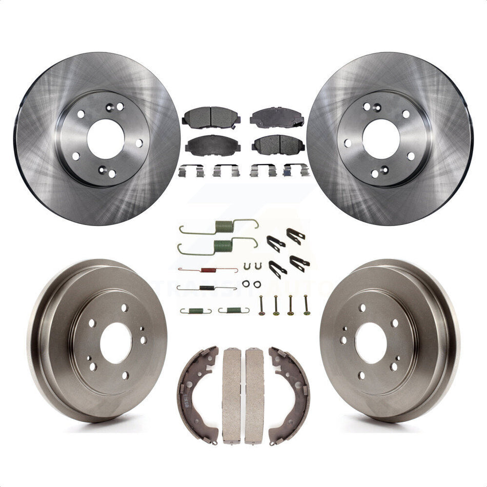 Front Rear Disc Brake Rotors Semi-Metallic Pads And Drum Kit (7Pc) For 2011 Honda Civic GX K8F-102318 by Transit Auto