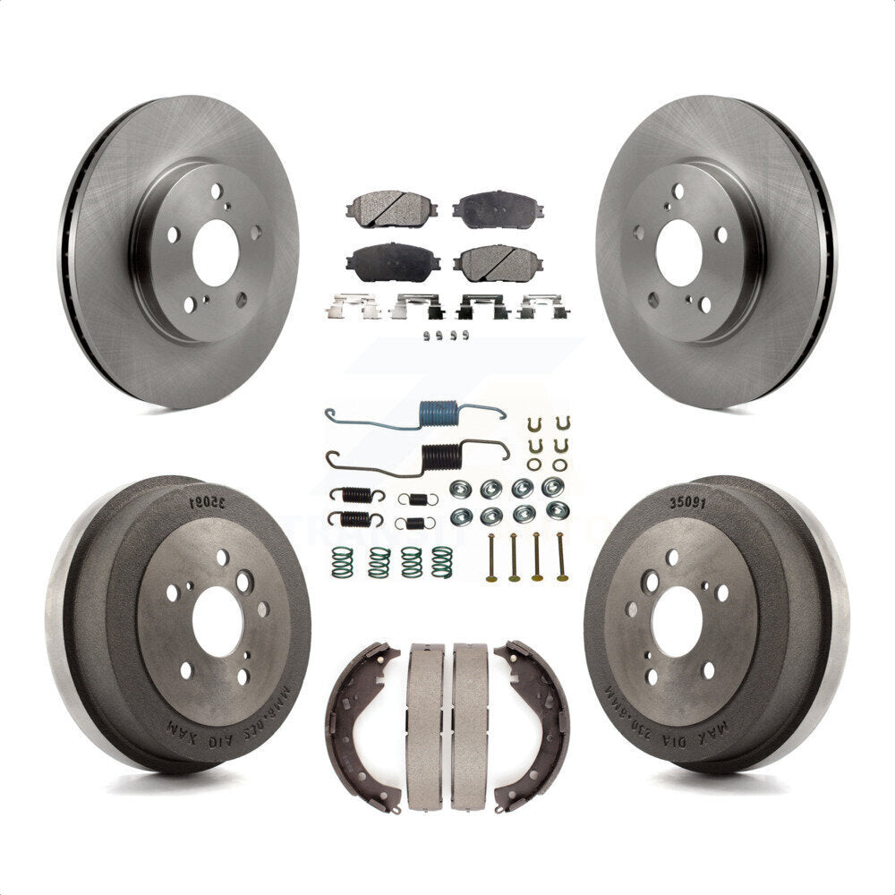 Front Rear Disc Brake Rotors Semi-Metallic Pads And Drum Kit (7Pc) For 2005 Toyota Camry SE XLE Vehicles Manufactured In USA K8F-102326 by Transit Auto