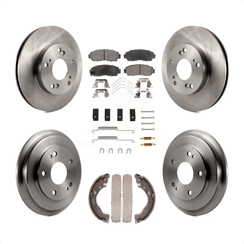 Front Rear Disc Brake Rotors Semi-Metallic Pads And Drum Kit (7Pc) For 2015 Honda Civic LX with Manual transmission K8F-102339 by Transit Auto