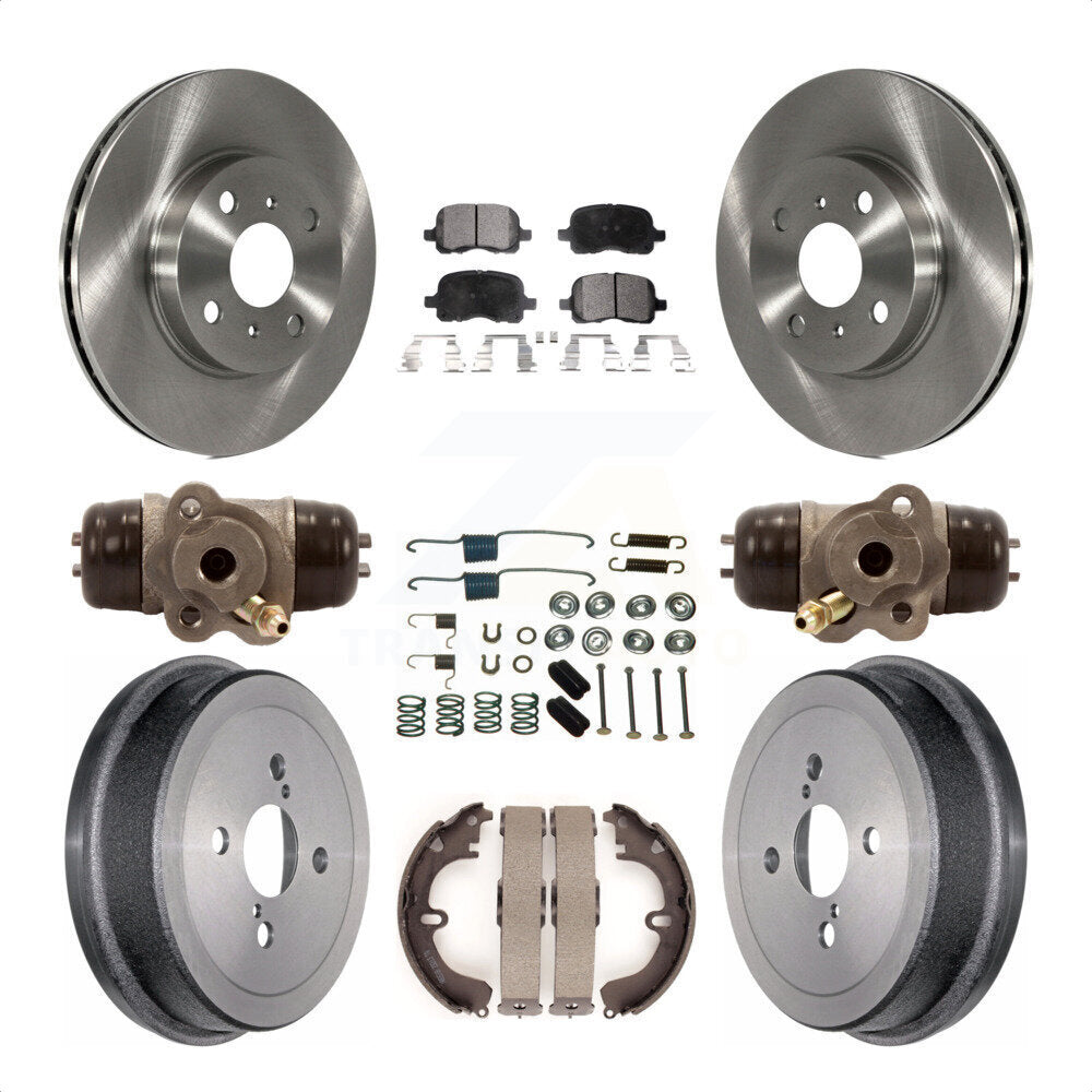 Front Rear Disc Brake Rotors Semi-Metallic Pads And Drum Kit (9Pc) For Toyota Corolla Non-ABS K8F-102372 by Transit Auto