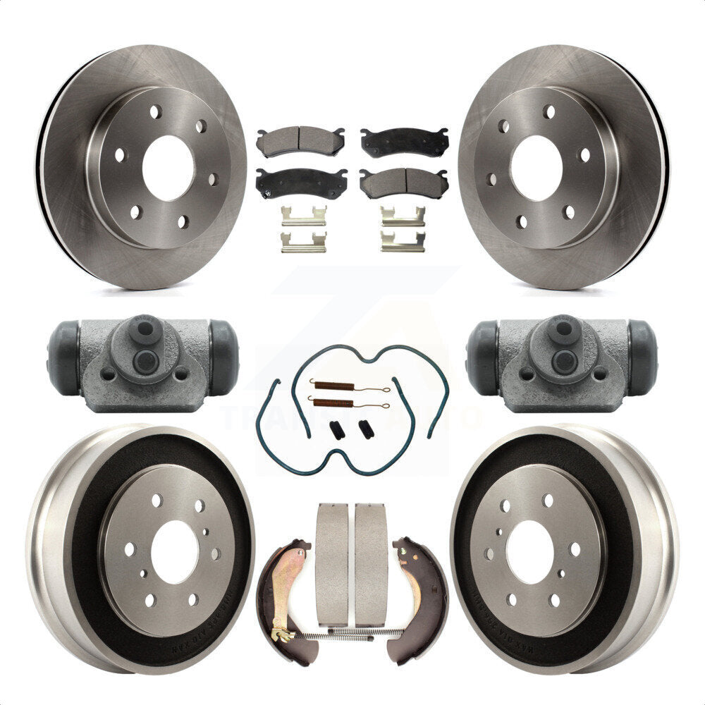 Front Rear Disc Brake Rotors Semi-Metallic Pads And Drum Kit (9Pc) For Chevrolet Silverado 1500 GMC Sierra Classic With 6400 Lb GVW K8F-102399 by Transit Auto