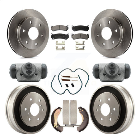 Front Rear Disc Brake Rotors Semi-Metallic Pads And Drum Kit (9Pc) For Chevrolet Silverado 1500 GMC Sierra Classic With 6400 Lb GVW K8F-102399 by Transit Auto