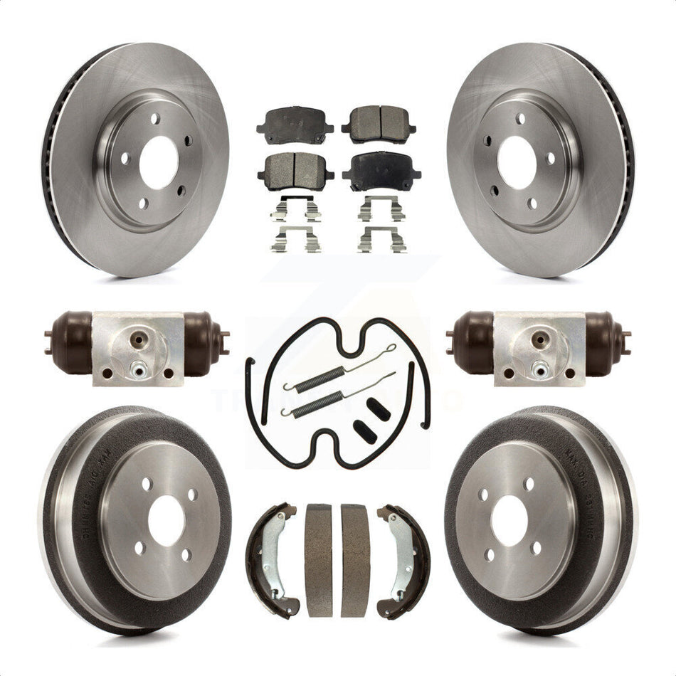 Front Rear Disc Brake Rotors Semi-Metallic Pads And Drum Kit (9Pc) For 2006 Pontiac Pursuit With Brakes K8F-102405 by Transit Auto