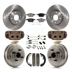 Front Rear Disc Brake Rotors Semi-Metallic Pads And Drum Kit (9Pc) For 2005-2007 Ford Focus Wheel Bearing Includes K8F-102431