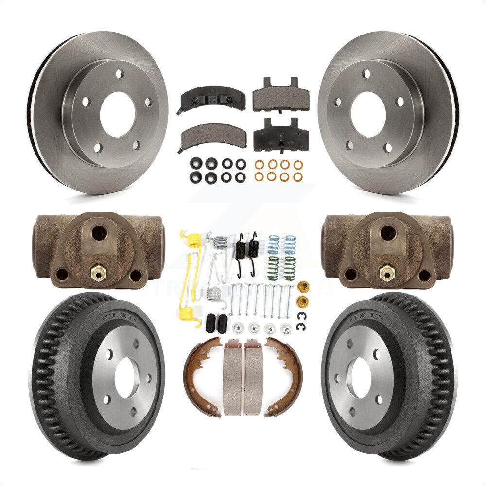 Front Rear Disc Brake Rotors Semi-Metallic Pads And Drum Kit (9Pc) For 1994-1999 Dodge Ram 1500 4WD K8F-102435 by Transit Auto