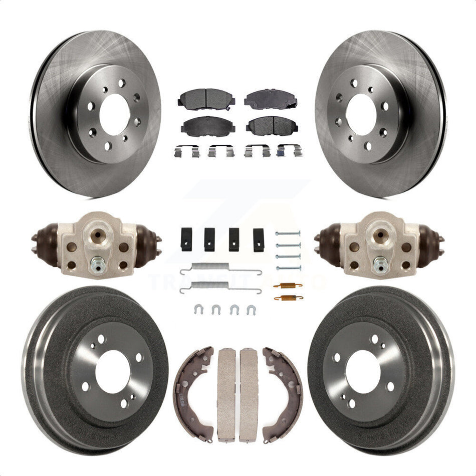 Front Rear Disc Brake Rotors Semi-Metallic Pads And Drum Kit (9Pc) For Honda Insight K8F-102457 by Transit Auto