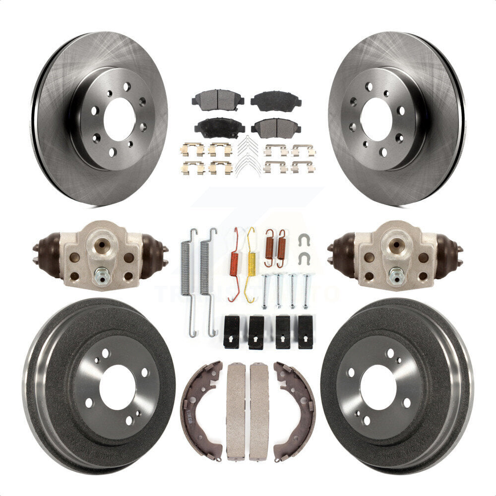 Front Rear Disc Brake Rotors Semi-Metallic Pads And Drum Kit (9Pc) For Honda Fit K8F-102458 by Transit Auto