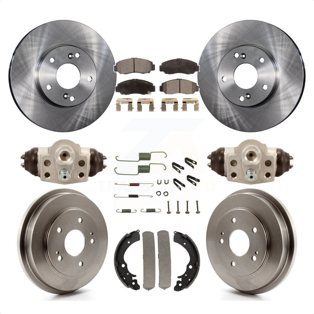 Front Rear Disc Brake Rotors Semi-Metallic Pads And Drum Kit (9Pc) For Honda Civic GX K8F-102466 by Transit Auto