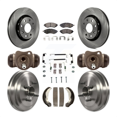 Front Rear Disc Brake Rotors Semi-Metallic Pads And Drum Kit (9Pc) For Chevrolet Aveo Aveo5 Pontiac G3 Wave Wave5 With Hub Assembly K8F-102504 by Transit Auto