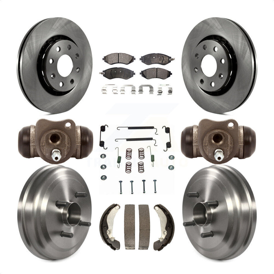 Front Rear Disc Brake Rotors Semi-Metallic Pads And Drum Kit (9Pc) For Chevrolet Aveo Aveo5 Pontiac G3 Wave Wave5 With Hub Assembly K8F-102504 by Transit Auto