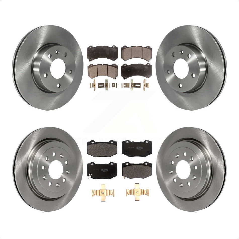 Front Rear Disc Brake Rotors And Semi-Metallic Pads Kit For 2017 Cadillac ATS V With 300mm Diameter Rotor K8F-102693 by Transit Auto