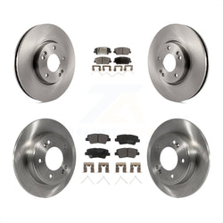 Front Rear Disc Brake Rotors And Semi-Metallic Pads Kit For Hyundai Veloster K8F-102725
