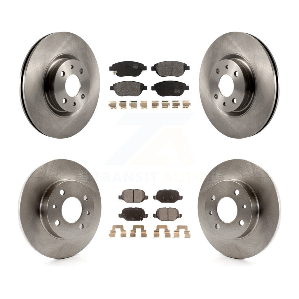 Front Rear Disc Brake Rotors And Semi-Metallic Pads Kit For 2012-2013 Fiat 500 Turbocharged with GAS engine K8F-102743 by Transit Auto