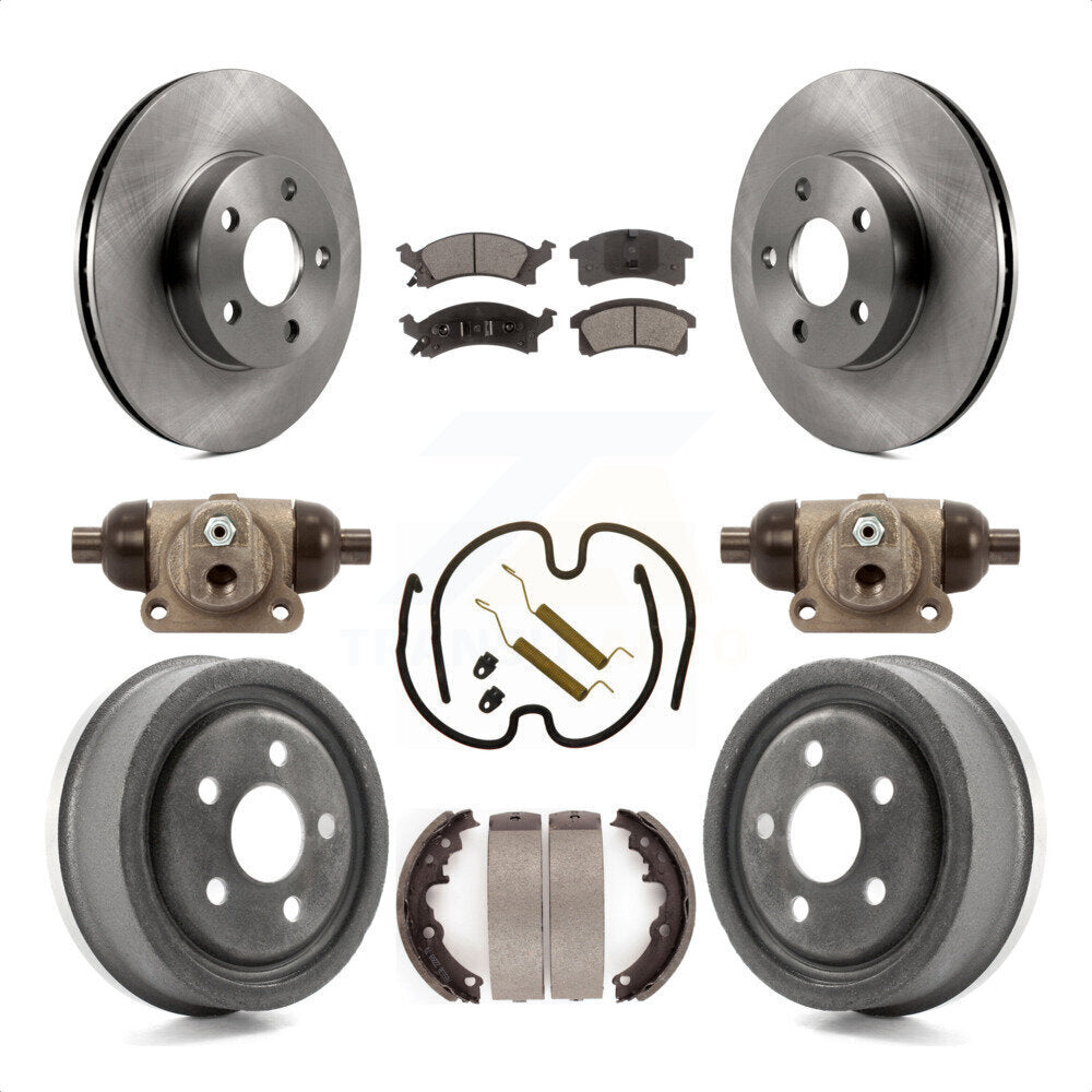 Front Rear Disc Brake Rotors Semi-Metallic Pads And Drum Kit (9Pc) For 1996-1998 Pontiac Sunfire Except Vehicles Built USA Market K8F-102883 by Transit Auto