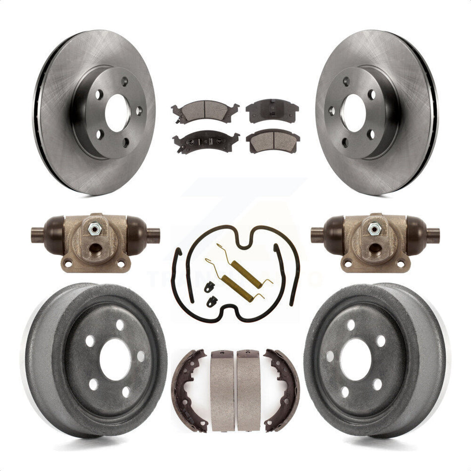 Front Rear Disc Brake Rotors Semi-Metallic Pads And Drum Kit (9Pc) For 1996-1998 Pontiac Sunfire Except Vehicles Built USA Market K8F-102883 by Transit Auto