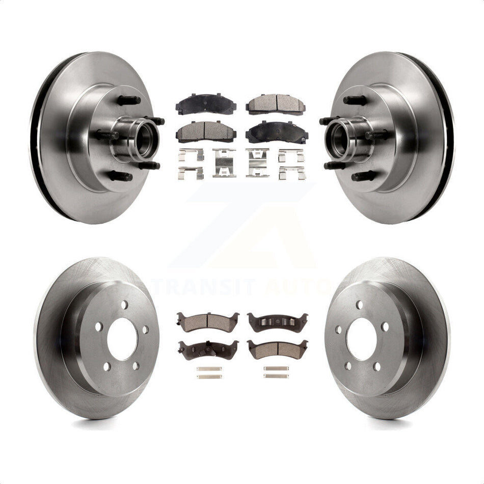 Front Rear Disc Brake Rotors And Semi-Metallic Pads Kit For 1998-2001 Ford Ranger RWD with 2-Wheel ABS Coil front springs K8F-102956 by Transit Auto