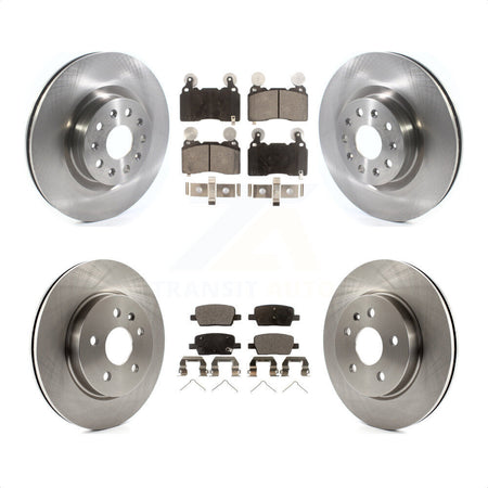 Front Rear Disc Brake Rotors And Semi-Metallic Pads Kit For 2016-2018 Cadillac CT6 With 345mm Diameter Rotor K8F-103036 by Transit Auto