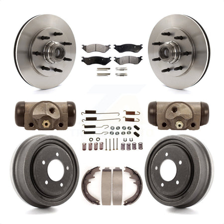 Front Rear Disc Brake Rotors Semi-Metallic Pads And Drum Kit (9Pc) For 1999 Ford F-150 RWD With 7 Lug Wheels 12mm Wheel Lugs 4 ABS K8F-103130 by Transit Auto