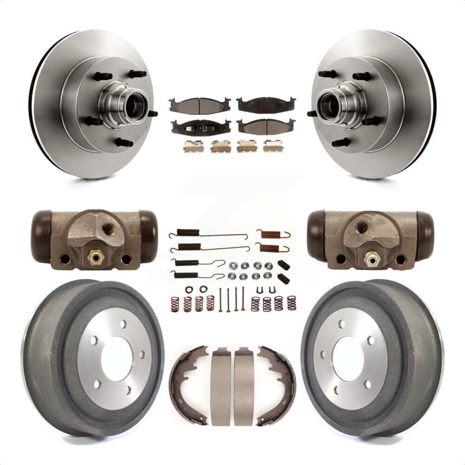 Front Rear Disc Brake Rotors Semi-Metallic Pads And Drum Kit (9Pc) For Ford E-150 Econoline Club Wagon K8F-103133 by Transit Auto