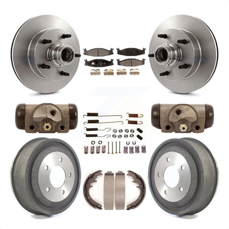 Front Rear Disc Brake Rotors Semi-Metallic Pads And Drum Kit (9Pc) For 2000-2001 Ford E-150 Econoline 2-Wheel ABS K8F-103135 by Transit Auto