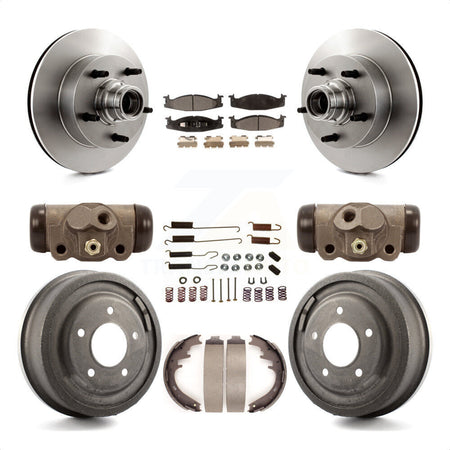 Front Rear Disc Brake Rotors Semi-Metallic Pads And Drum Kit (9Pc) For 1997-1997 Ford E-150 Econoline Club Wagon 15/16" Bore K8F-103136 by Transit Auto