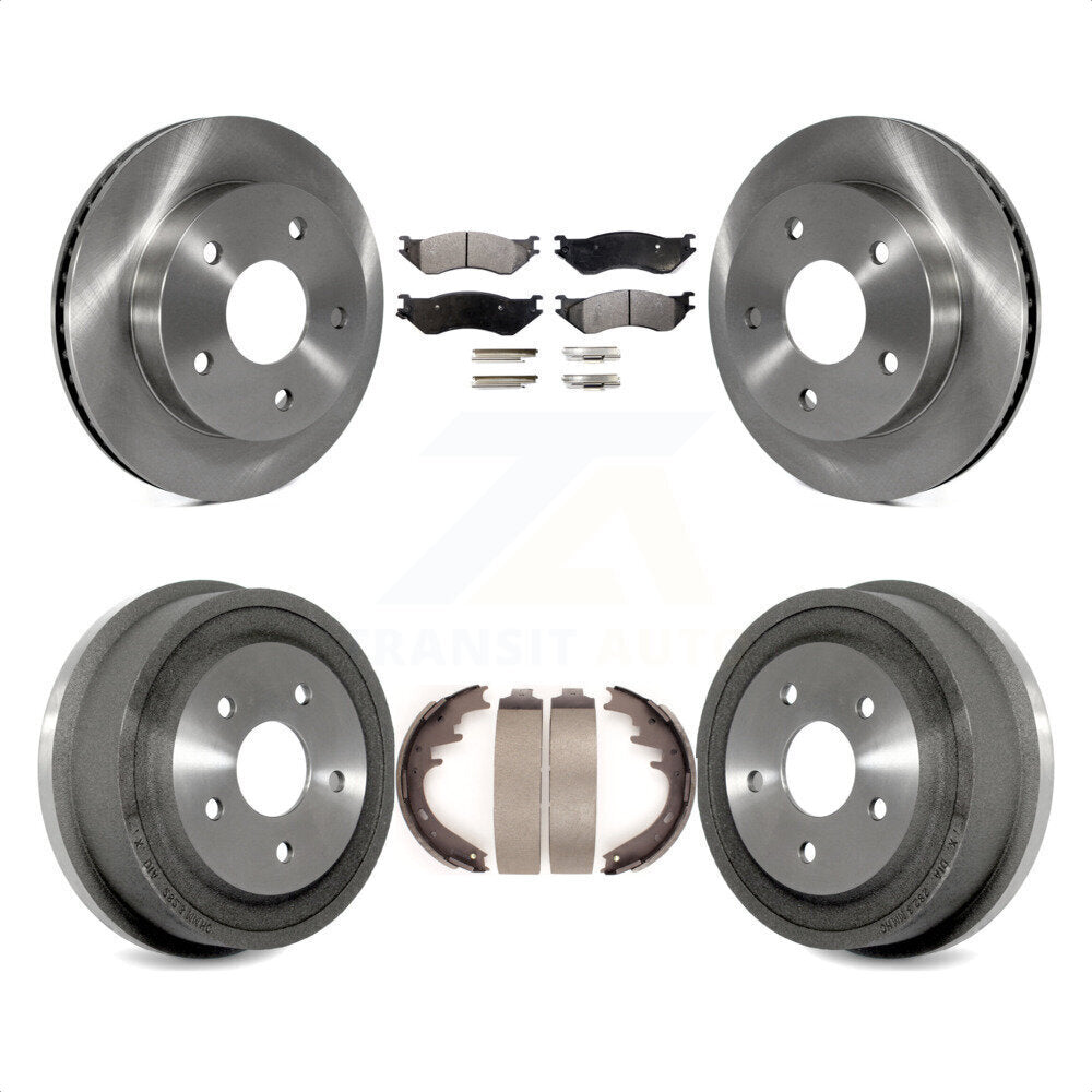 Front Rear Disc Brake Rotors Semi-Metallic Pads And Drum Kit For 2000-2001 Dodge Ram 1500 RWD K8F-103173 by Transit Auto