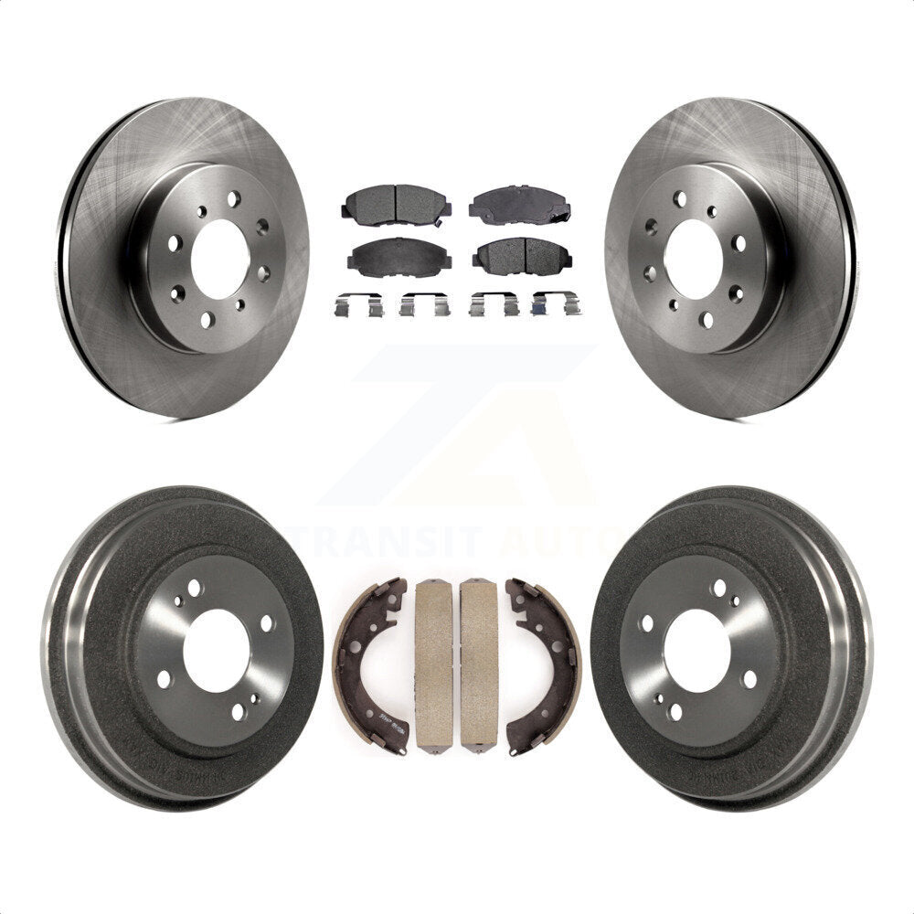 Front Rear Disc Brake Rotors Semi-Metallic Pads And Drum Kit For Honda Civic K8F-103180 by Transit Auto