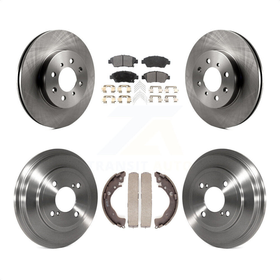 Front Rear Disc Brake Rotors Semi-Metallic Pads And Drum Kit For 2013 Honda Fit DX K8F-103184 by Transit Auto