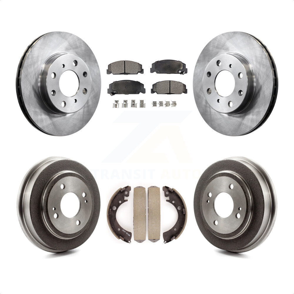 Front Rear Disc Brake Rotors Semi-Metallic Pads And Drum Kit For Honda Civic K8F-103185 by Transit Auto