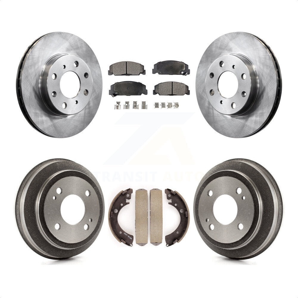 Front Rear Disc Brake Rotors Semi-Metallic Pads And Drum Kit For 1993-1995 Honda Civic DX with Coupe Manual transmission K8F-103186 by Transit Auto