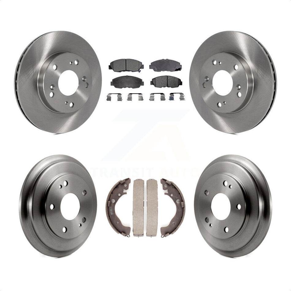 Front Rear Disc Brake Rotors Semi-Metallic Pads And Drum Kit For Honda Civic K8F-103194 by Transit Auto