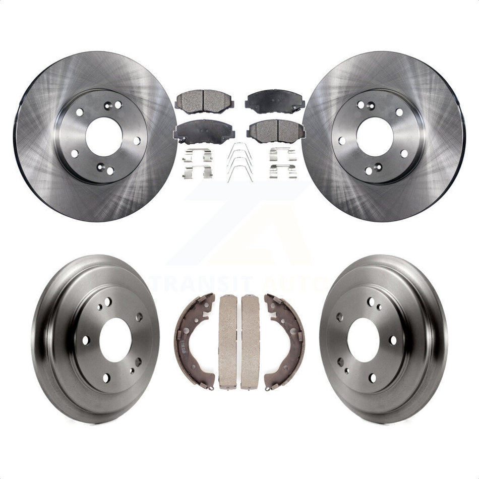 Front Rear Disc Brake Rotors Semi-Metallic Pads And Drum Kit For Honda Civic K8F-103196 by Transit Auto