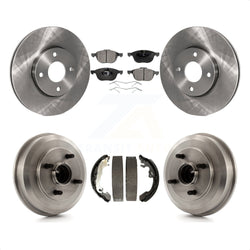 Front Rear Disc Brake Rotors Semi-Metallic Pads And Drum Kit For 2005-2007 Ford Focus Wheel Bearing Includes K8F-103256