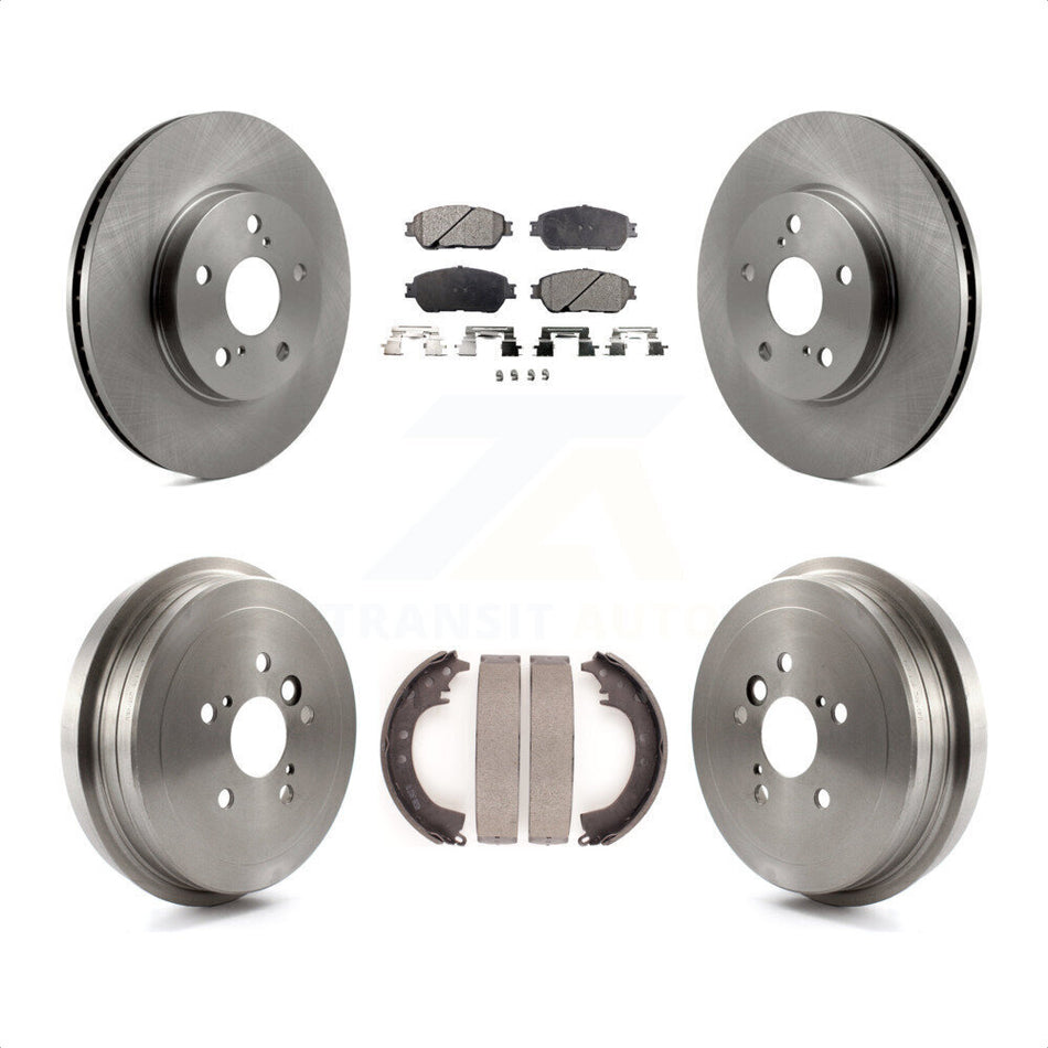 Front Rear Disc Brake Rotors Semi-Metallic Pads And Drum Kit For 2005-2006 Toyota Camry SE XLE Vehicles Manufactured In Japan K8F-103263 by Transit Auto