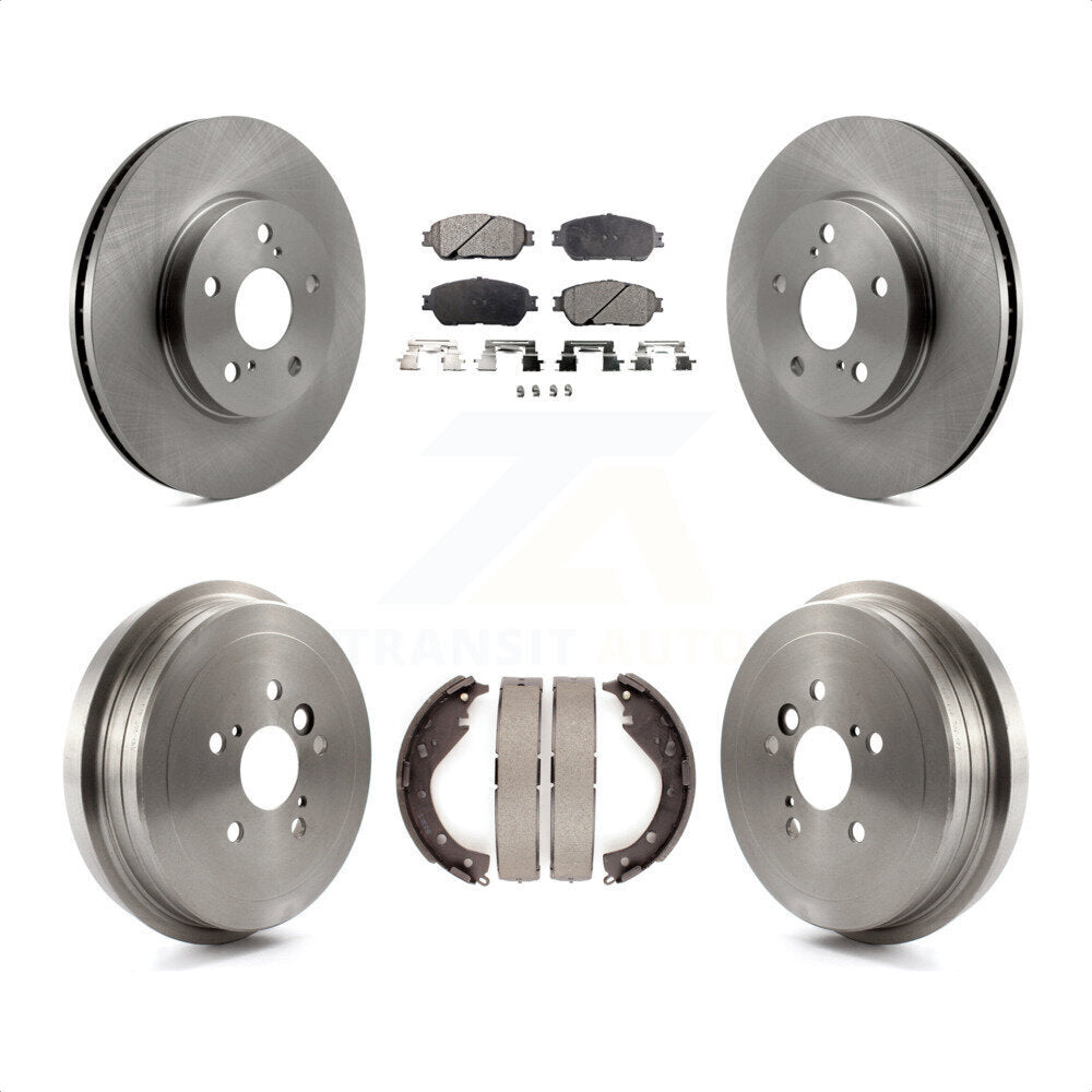 Front Rear Disc Brake Rotors Semi-Metallic Pads And Drum Kit For 2006 Toyota Camry SE XLE Vehicles Manufactured In USA K8F-103274 by Transit Auto