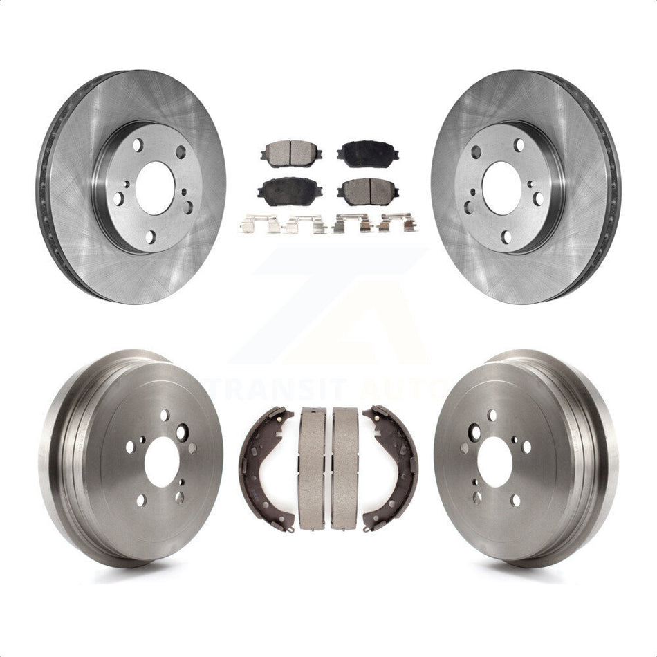 Front Rear Disc Brake Rotors Semi-Metallic Pads And Drum Kit For 2006 Toyota Camry Base LE Vehicles Manufactured In USA K8F-103275 by Transit Auto