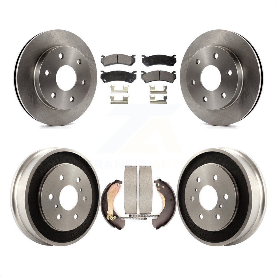 Front Rear Disc Brake Rotors Semi-Metallic Pads And Drum Kit For Chevrolet Silverado 1500 GMC Sierra Classic K8F-103277 by Transit Auto