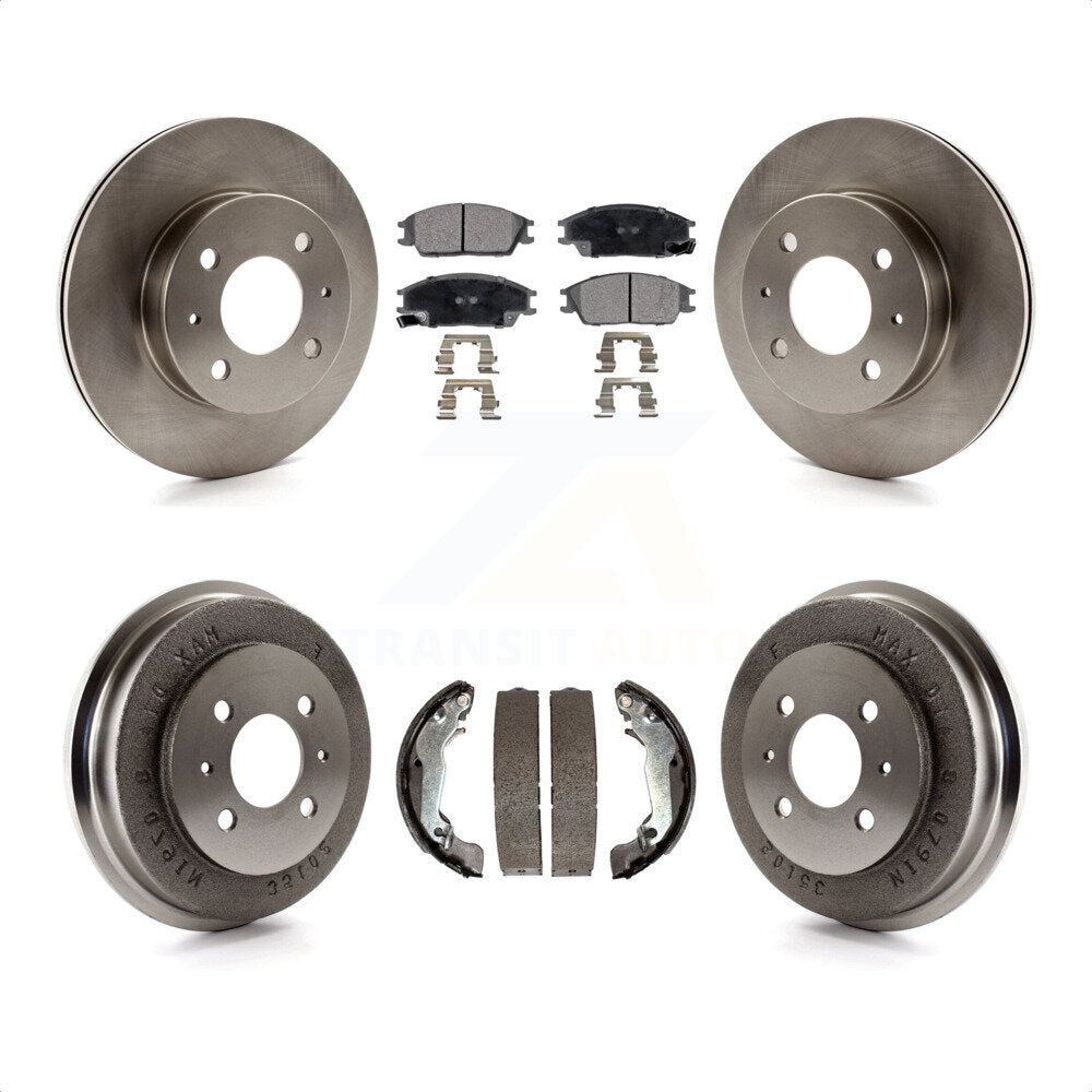 Front Rear Disc Brake Rotors Semi-Metallic Pads And Drum Kit For 2003-2005 Hyundai Accent K8F-103303 by Transit Auto